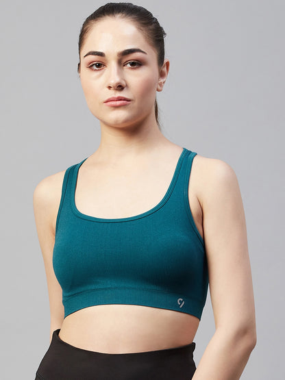 Women Blue Sports Bra & Short Cord Set