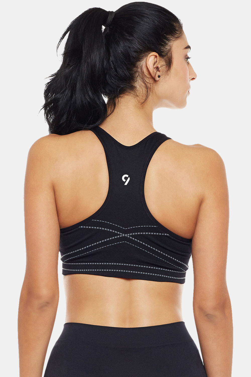 Women Black Sports Bra & Cycling Short Cord Set