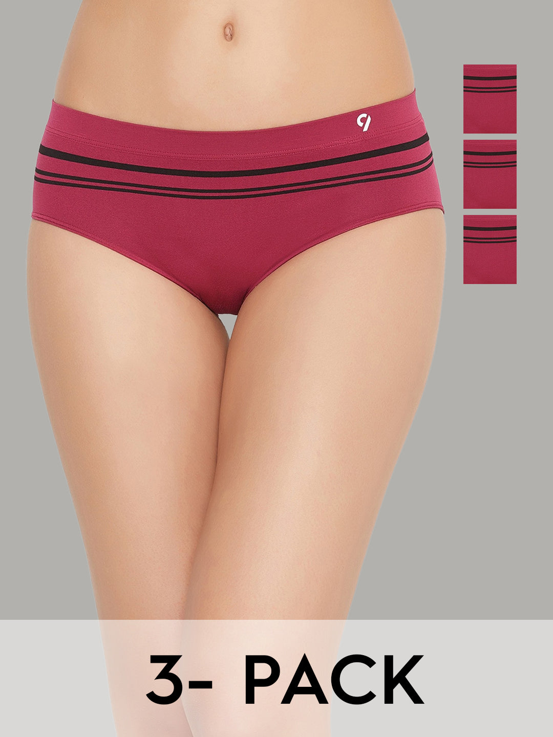 C9 AIRWEAR Women Pack of 3 Seamless Beet Red Basic Briefs